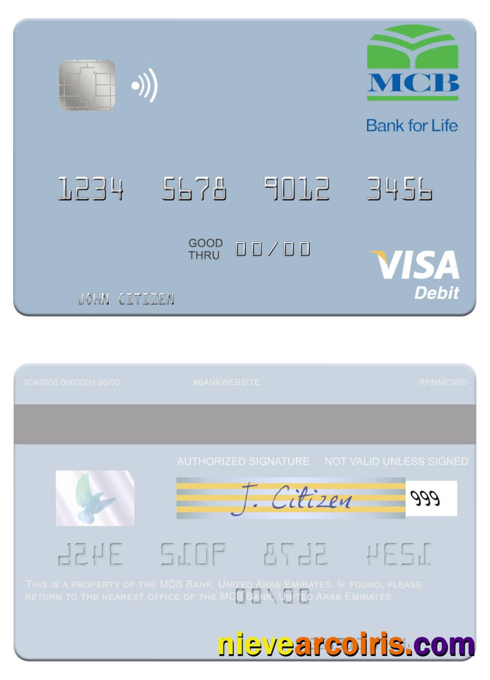 United Arab Emirates MCB Bank visa debit card